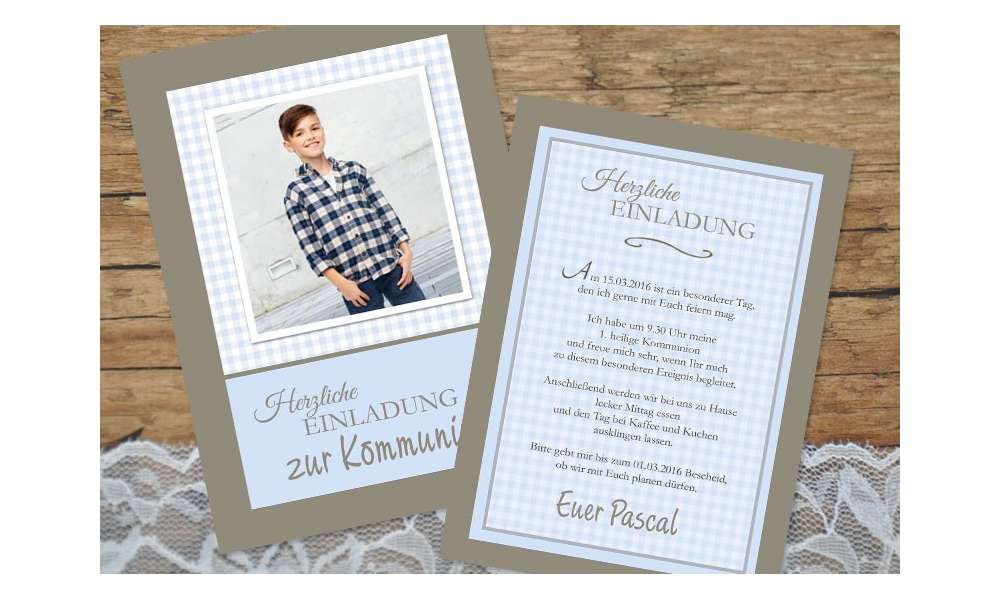 Einladungskarte Kommunion Konfiramtion "Karo"
