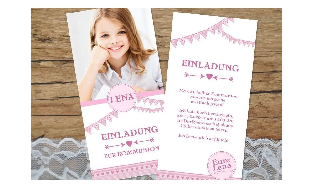 Einladungskarte Konfirmation Kommunion "Wimpelkette"