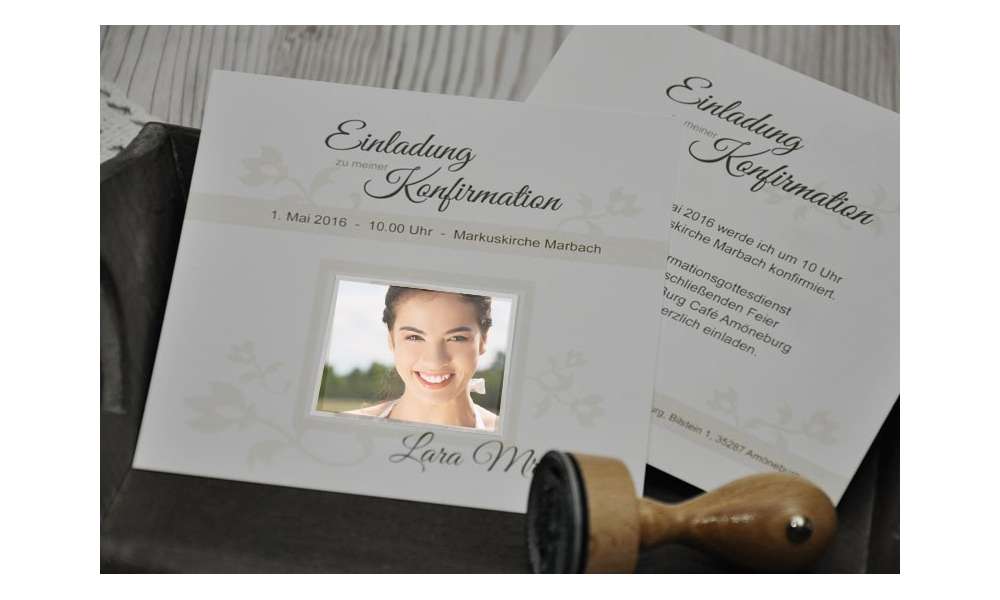 Einladungskarte Konfirmation / Kommunion "Schlichte Elegance"