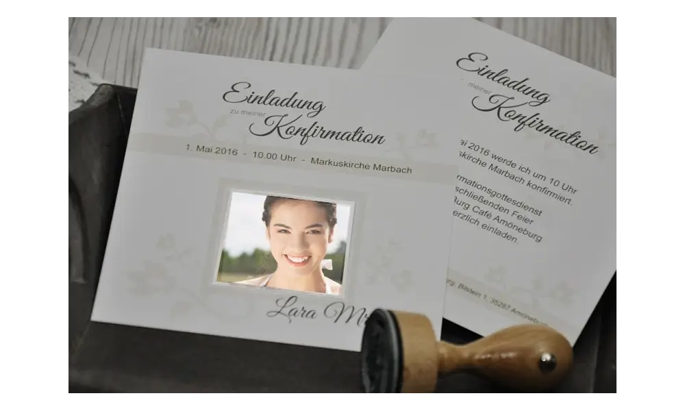 Einladungskarte Konfirmation / Kommunion "Schlichte Elegance"