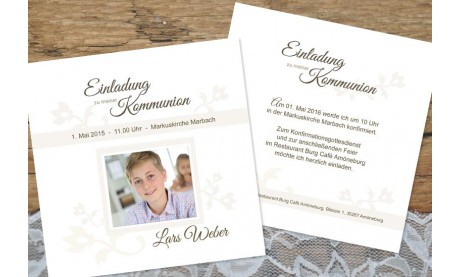 Einladungskarte Konfirmation / Kommunion "Schlichte Elegance"