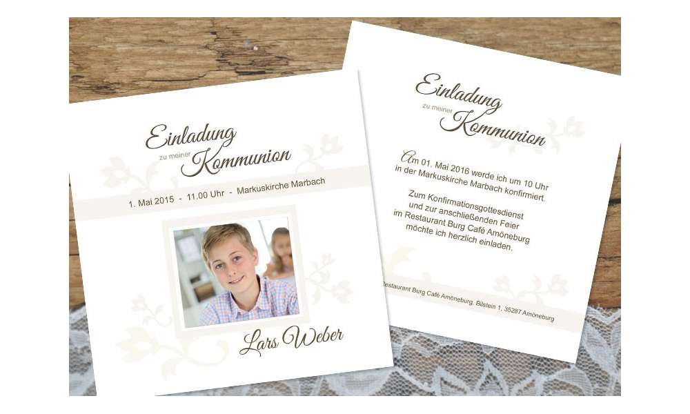 Einladungskarte Konfirmation / Kommunion "Schlichte Elegance"