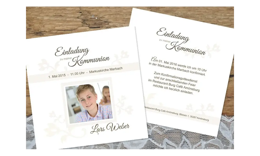 Einladungskarte Konfirmation / Kommunion "Schlichte Elegance"