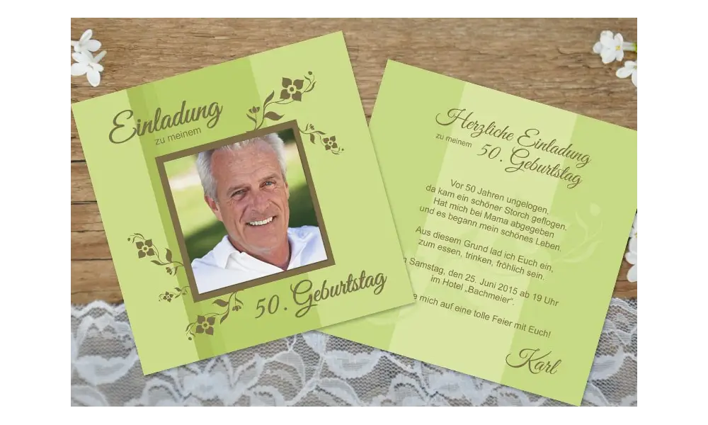 Einladungskarte 80. Geburtstag, zweiseitig, flieder