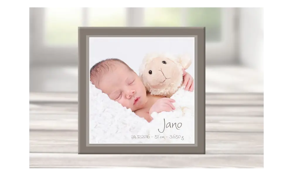 Wandbild mit Geburtsdaten & Foto, Leinwand personalisiert