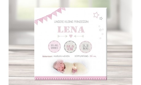 Wandbild mit Geburtsdaten & Foto, Leinwand personalisiert