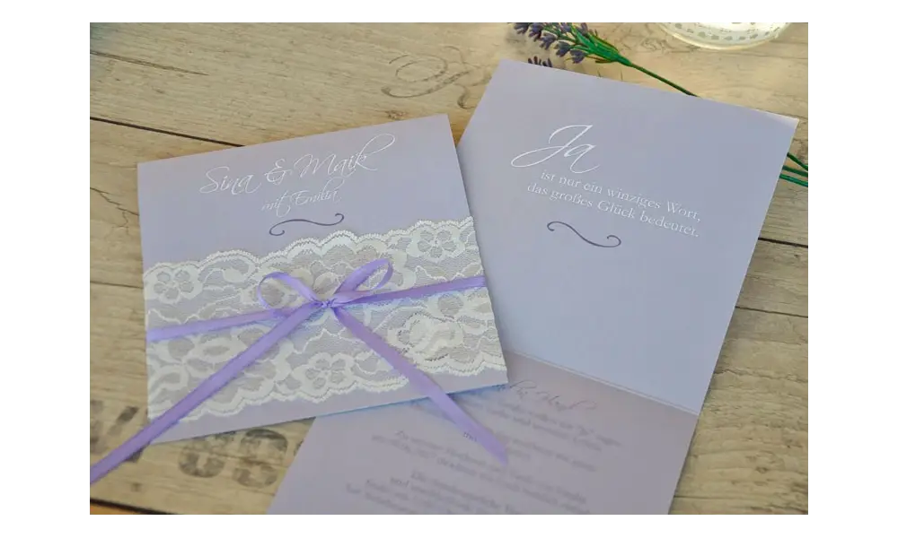 Hochzeitseinladung Vintage weiße Spitze diy
