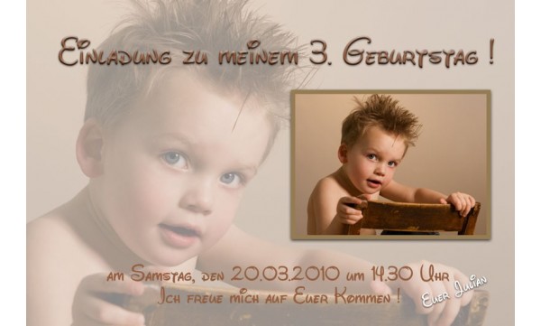 Einladung Kindergeburtstag "Julian", Fotokarte 10x15 cm