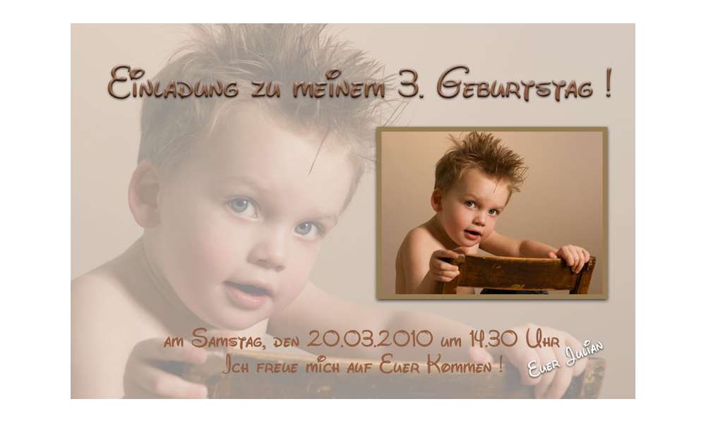 Einladung Kindergeburtstag "Julian", Fotokarte 10x15 cm