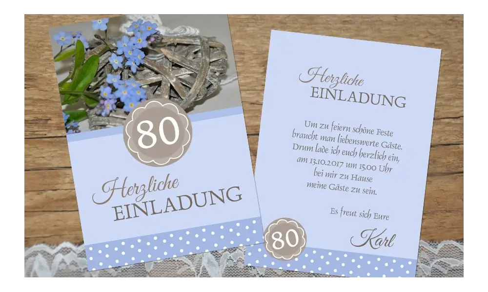 Einladung zum 80. Geburtstag "Rose" flieder