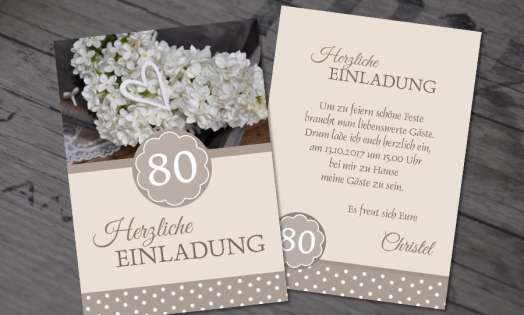 Einladung zum 80. Geburtstag "Rose" flieder