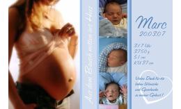 Danksagung Geburt "Babybauch", Geburtskarte, 10x15 cm, hellblau