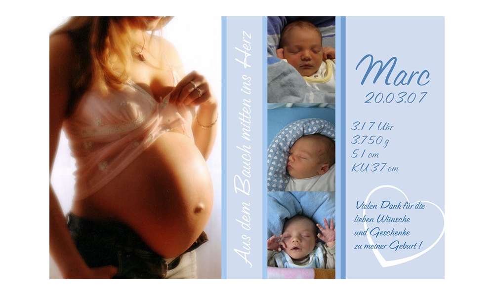 Danksagung Geburt "Babybauch", Geburtskarte, 10x15 cm, hellblau Danksagung Geburt "Babybauch", Geburtskarte, 10x15 cm, hellblau