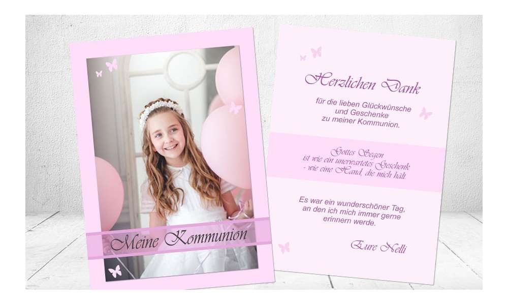 Danksagungskarte Konfirmation Kommunion, beige