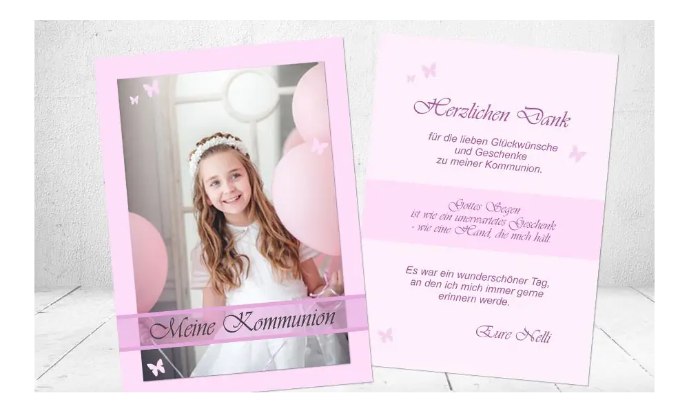 Danksagungskarte Konfirmation Kommunion, beige