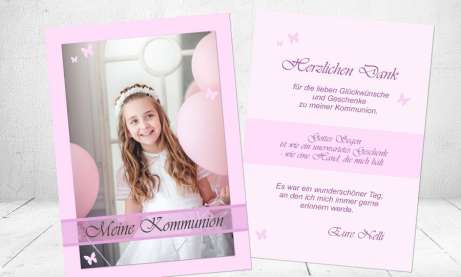 Danksagungskarte Konfirmation Kommunion, beige