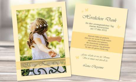 Danksagungskarte Konfirmation Kommunion, beige