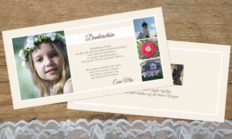 Danksagungskarte Konfirmation Kommunion, rosa