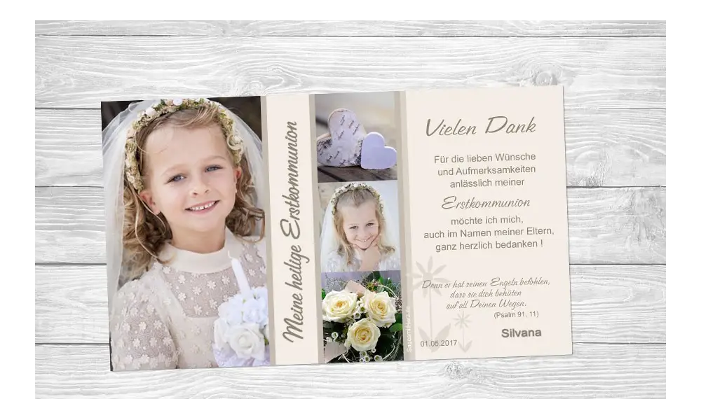 Danksagung Kommunion / Konfirmation, Fotokarte 10x18 cm, flieder