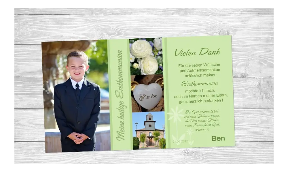 Danksagung Kommunion / Konfirmation, Fotokarte 10x18 cm, flieder