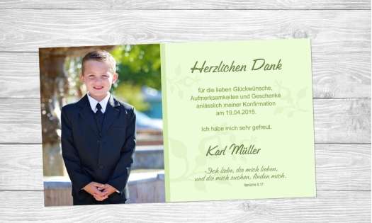 Danksagung Kommunion Konfirmation Fotokarte 10x18 Cm Grau