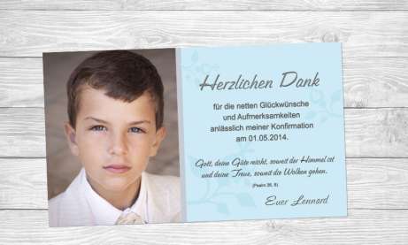 Danksagung Kommunion / Konfirmation, Danksagungskarte, Fotokarte, grau
