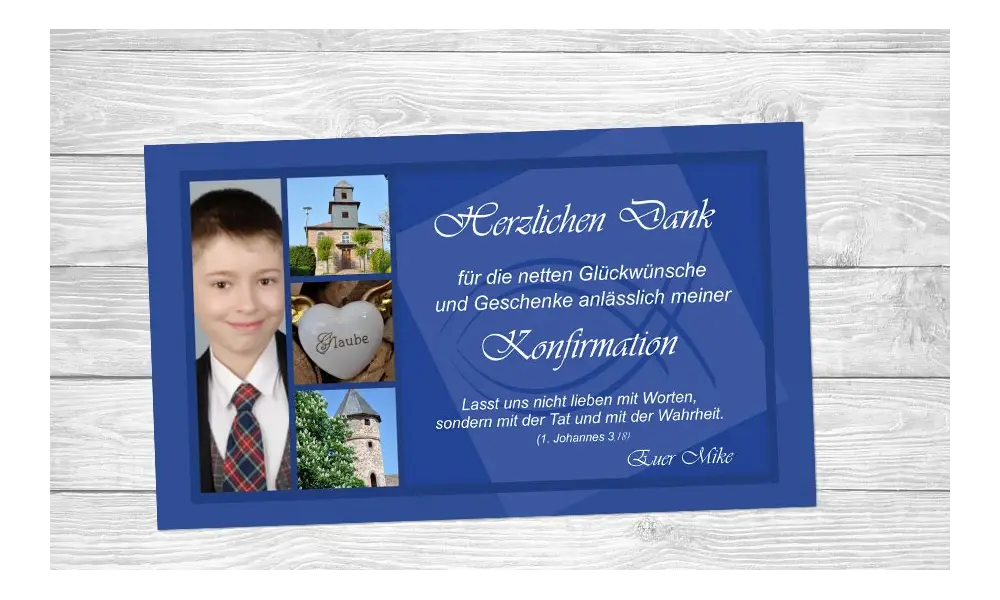 Danksagung Kommunion / Konfirmation, Fotokarte