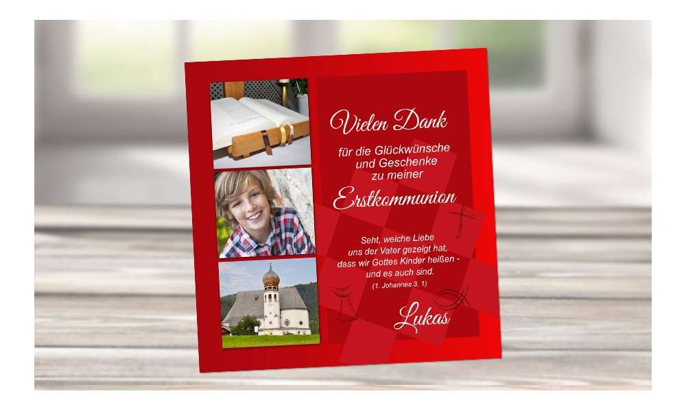 Danksagung Kommunion / Konfirmation, Fotokarte 10x10 cm, dunkelblau Danksagung Kommunion / Konfirmation, Fotokarte 10x10 cm, dunkelblau