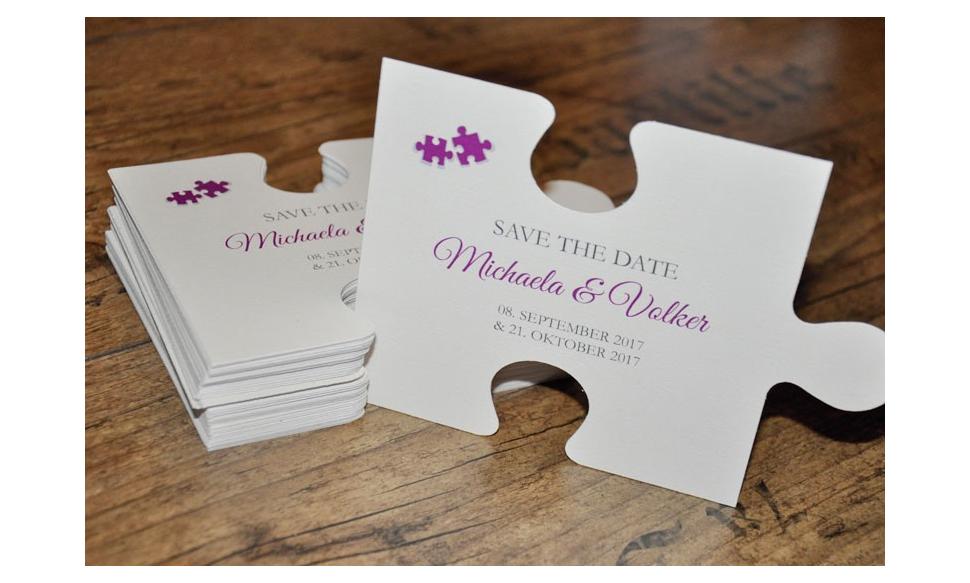 Einladungskarte Hochzeit Save the Date Dankeskarte Spitze Puzzle 2 