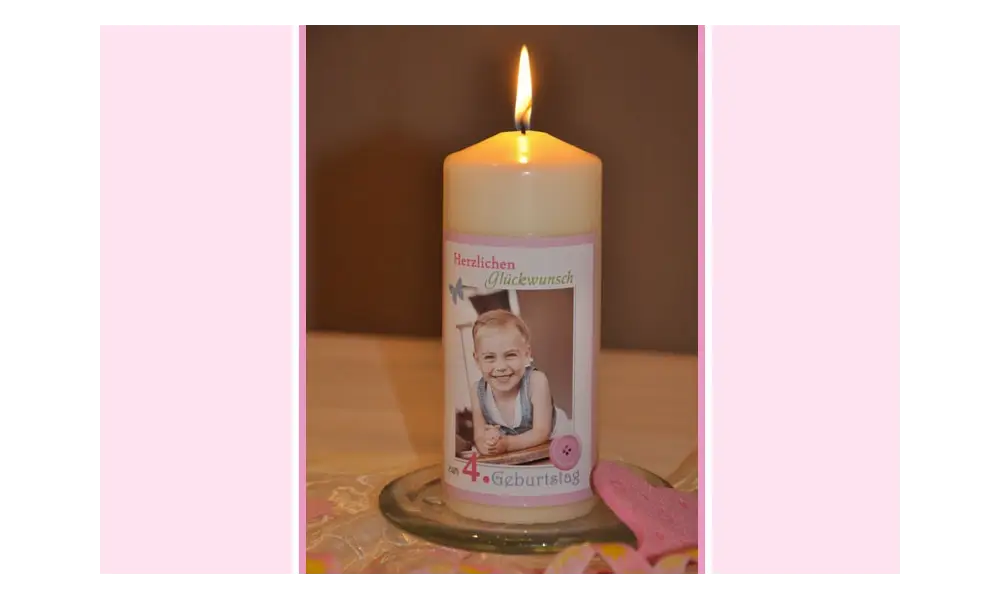 Wunderschöne Geburtstagskerze mit Foto, Kerze zum Kinder-Geburtstag