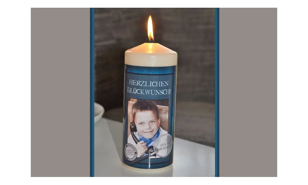 Wunderschöne Geburtstagskerze mit Foto, Kerze zum Kinder-Geburtstag