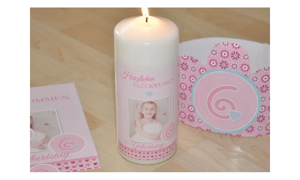 Wunderschöne Geburtstagskerze mit Foto, Kerze zum Kinder-Geburtstag