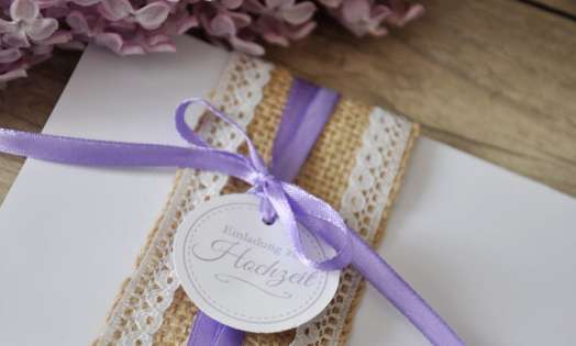 Einladungskaten Hochzeit Vintage "Lavendel"