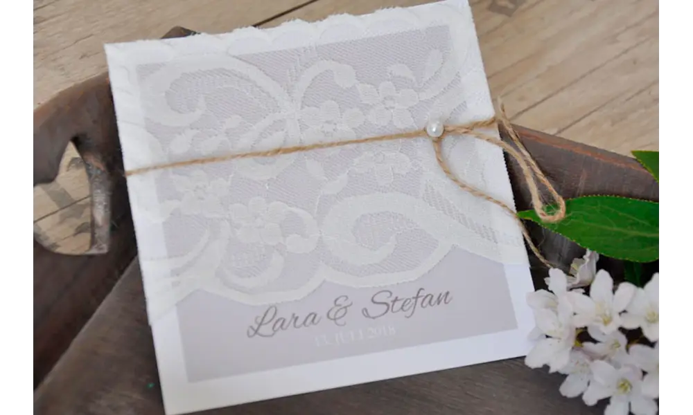 Einladungskarten Hochzeit Vintage Spitze