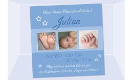 Geburtsanzeige "Julian", Karte Geburt, 10x10 cm, blau
