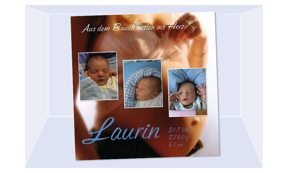 Geburtsanzeige "Laurin", Karte Geburt, 10x10 cm, Babybauch