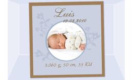 Geburtsanzeige "Luis", Karte Geburt, 12,5x12,5 cm, braun hellblau