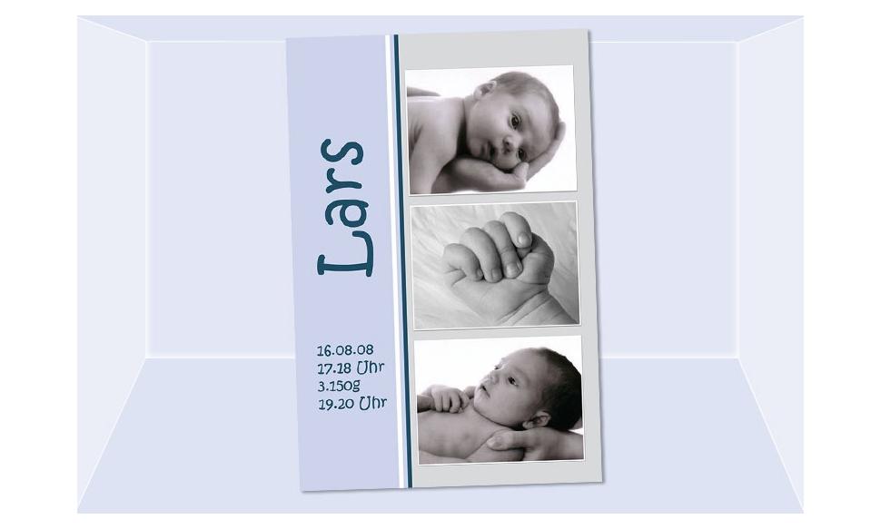 Geburtsanzeige "Lars", Karte Geburt, 10x15 cm, hellblau