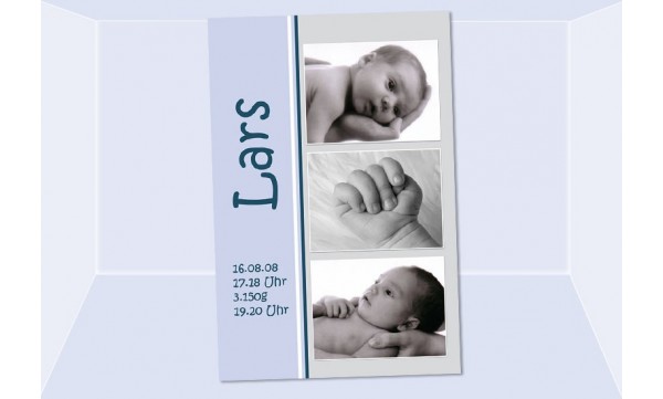 Geburtsanzeige "Lars", Karte Geburt, 10x15 cm, hellblau