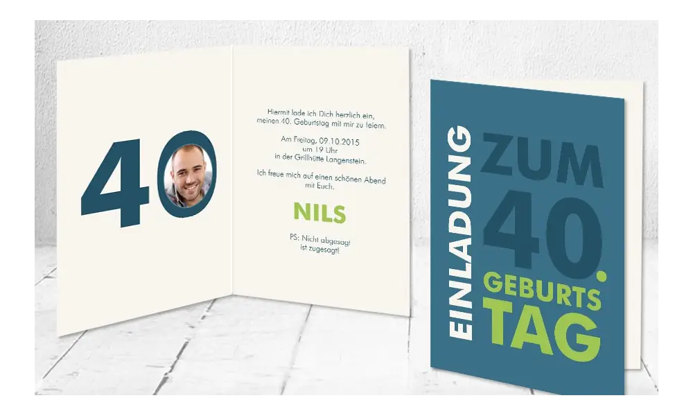 Einladung 40. Geburtstag, Klappkarte modern