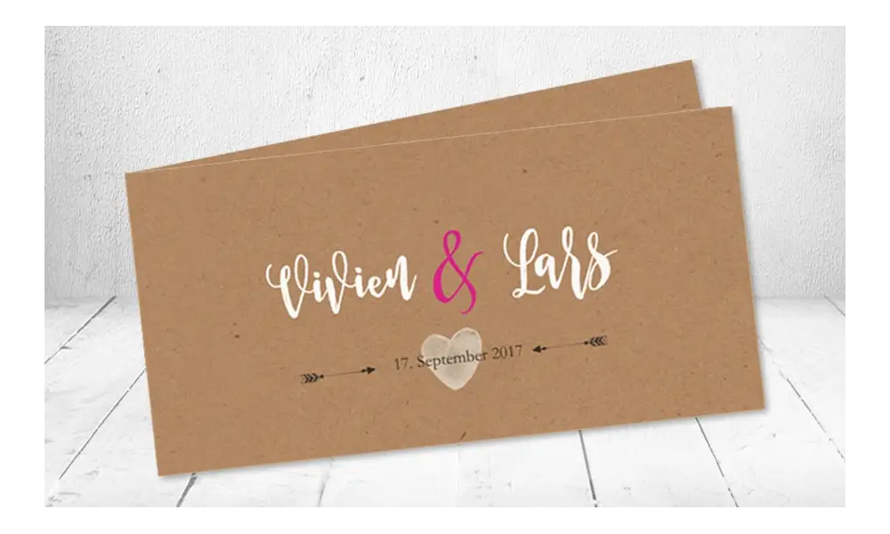 Einladungskarte Hochzeit, Vintage Kraftpapier
