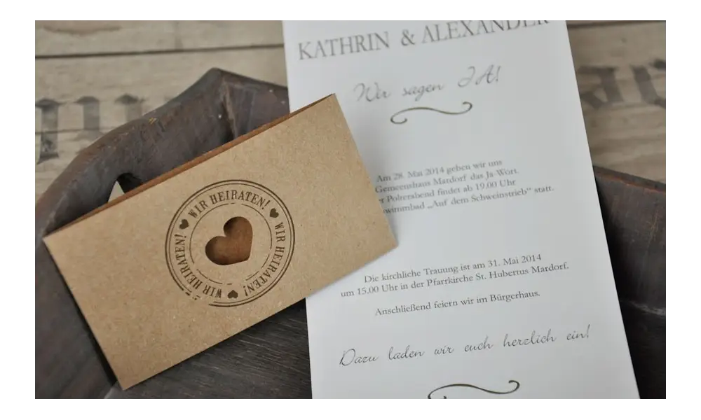 Moderne Hochzeitseinladung "Diy Kraftpapier Banderole"