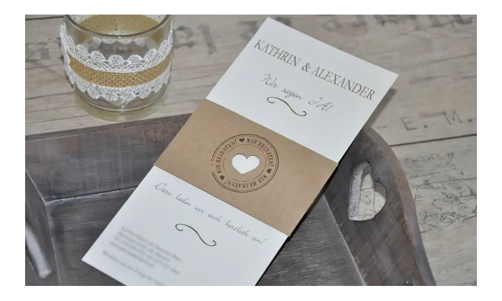 Moderne Hochzeitseinladung "Diy Kraftpapier Banderole"