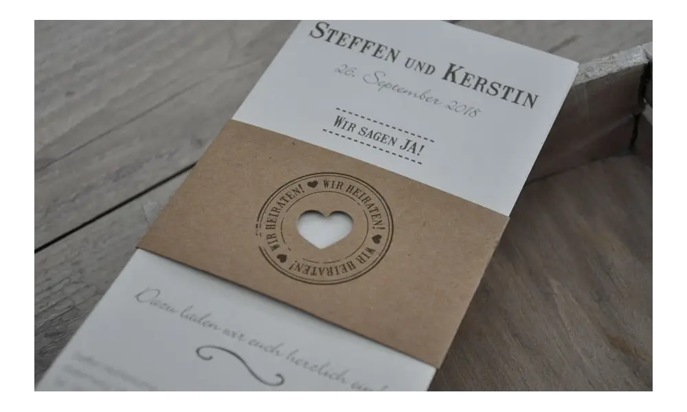 Moderne Hochzeitseinladung "Diy Kraftpapier Banderole"