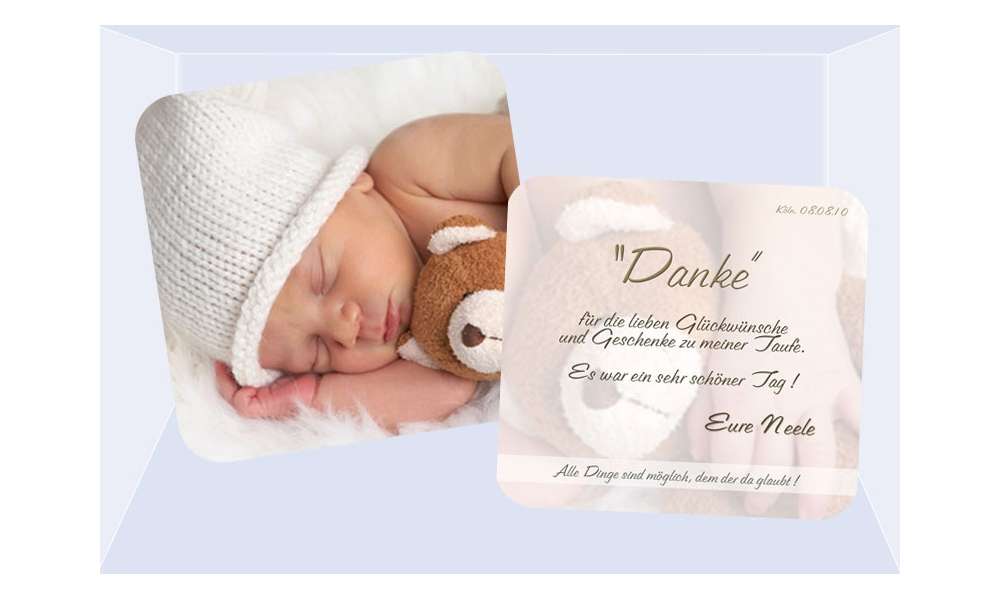 Danksagung Taufe "Neele", Flachkarte, 12,5x12,5 cm Danksagung Taufe "Neele", Flachkarte, 12,5x12,5 cm