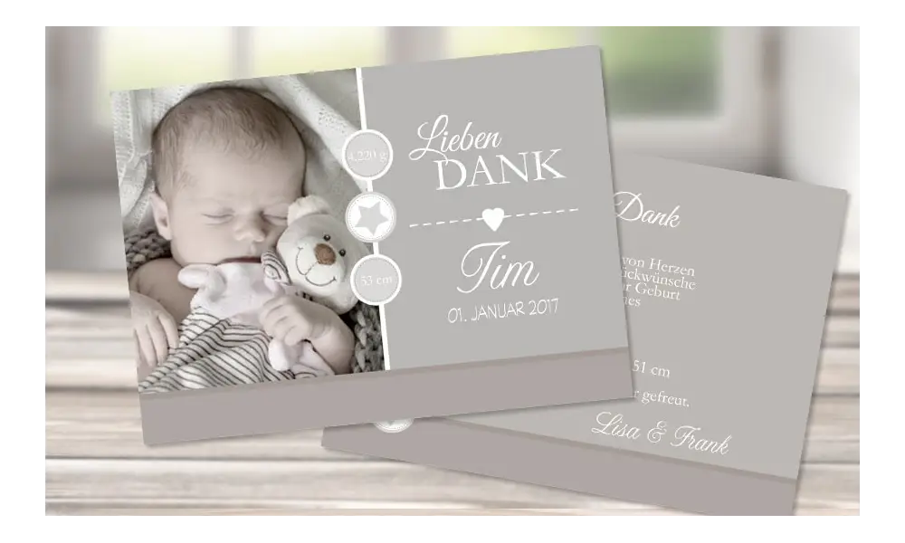 Dankeskarte Geburt "Vintage Look"