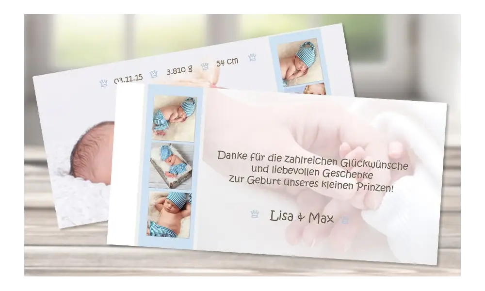 Danksagungskarte zur Geburt, Kronprinz