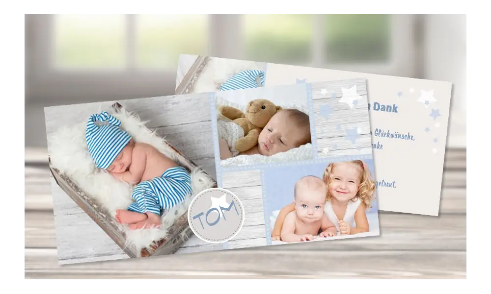 Baby Dankeskarten "Zaubersterne"