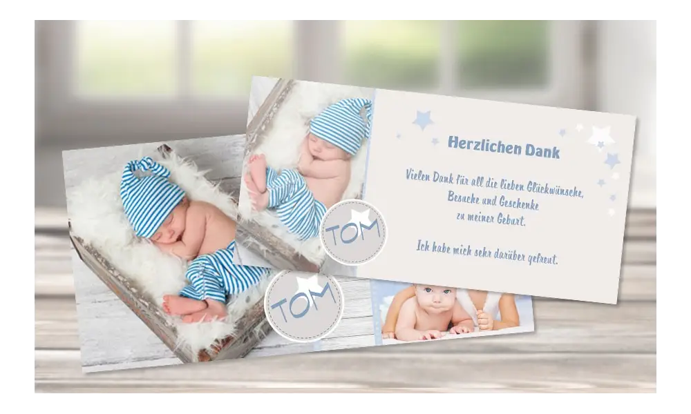 Baby Dankeskarten "Zaubersterne"