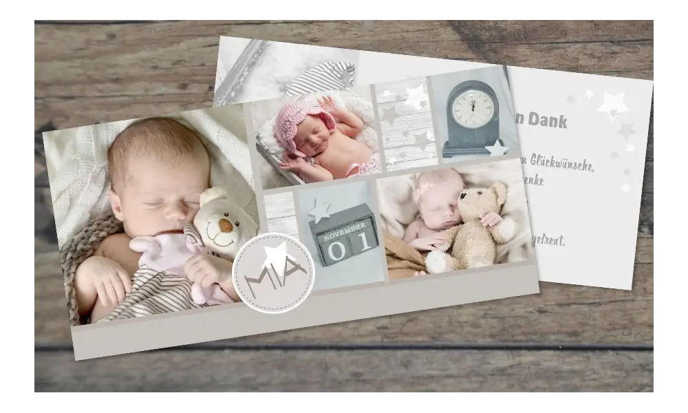 Baby Dankeskarten "Zaubersterne"